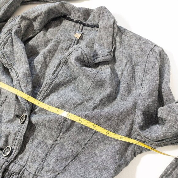 Free People XS Gray Ruffled Peplum Jacket Linen Blend - Picture 5 of 9